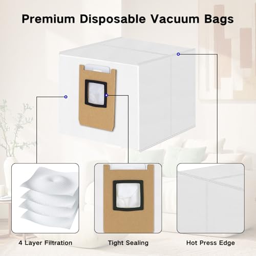 Image of 18 Pack E25 Replacement Vacuum Bags Compatible with Eufy E25 Omni /E28 Omni /C28 Omni Clean Base Automatic Dirt Disposal Bags
