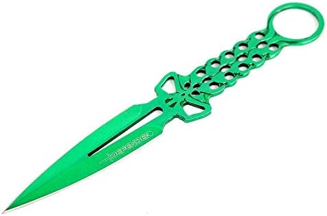 Lastworld 8" Defender Green Skull Throwing Knife with Sheath