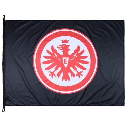 Eintracht Frankfurt Hissflagge Logo schwarz- 100 x 135 cm schwarzer Hintergund mit rotem Eintracht Frankfurt Logo