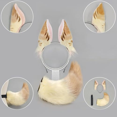 Bandeau oreilles d'animaux en polyester et queue en fourrure