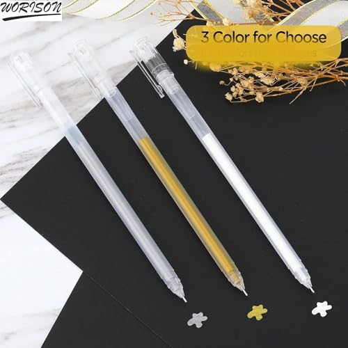 Image of worison 9pc White Gold Silver Fine Point Highlight Gel Pen for Drawing