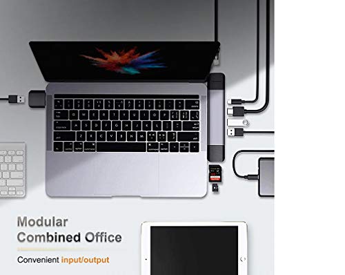 Image of Tobo Dual Type C to USB3.0 / LAN /HDMI /Thunderbolt 3 /USB SD + USB-C Charger PD 9 in Adapter Compatible with Mac-Book Pro 2016 2017 (Dual Type-C 9 in 1)