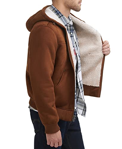 Image of Levi's Men's Buffed Cow Faux Leather Hoody Bomber