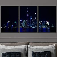 3 Piece Framed Canvas Wall Art City Illuminations Canvas Prints Home Artwork Decoration for Living Room,Bedroom - 16