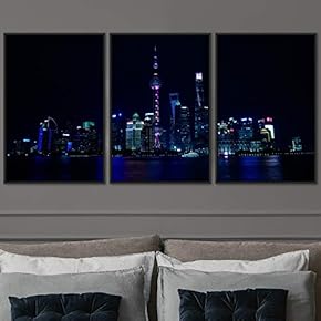 signwin 3 Piece Framed Canvas Wall Art City...