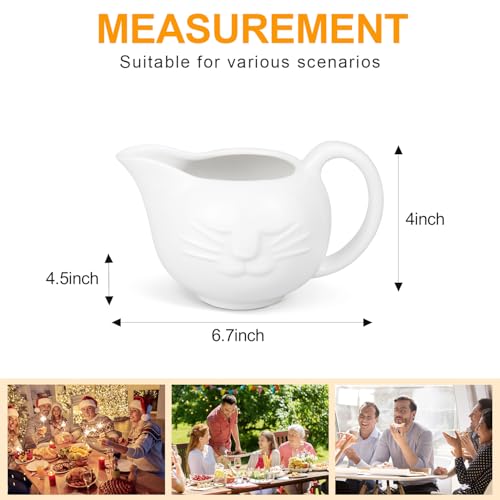 Cat Gravy Boat, 10oz Ceramic Classic Gravy Jug, Small Sauce Jug with Smooth Handle, Porcelain Sauce Boat for Salad Dressing, Broth, Cream, Milk - Image 6