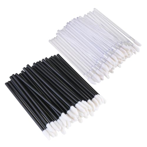 FOMIYES 200 Pack Disposable Lip Brush Sticks Lipstick Applicator Soft Bristles for Makeup