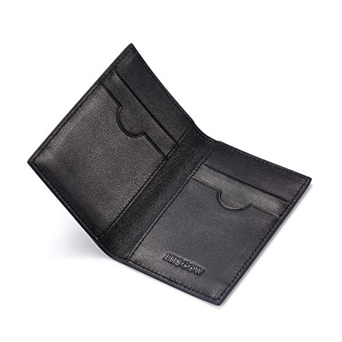 Slim Leather Credit Card Holder 4Cc For Men & Women, Italian Calfskin (Black) #TOP3