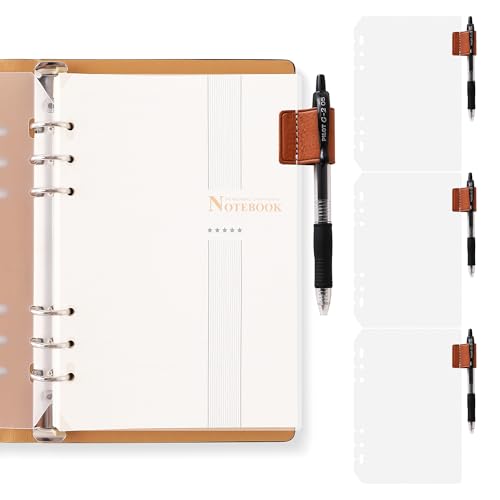 Vane Oak Binder Divider with Pencil Loop Holder, 3 PCS Pen Holder Divider for A5 6 Ring Binder Notebook