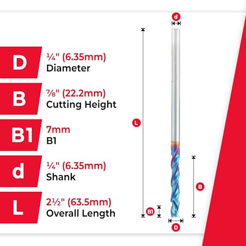 Image of Amana Tool Spektra Extreme Tool Life Solid Carbide CNC Compression Spiral Router Bit, 46017-K, 1 /4 D x 7 /8 CH x 1 /4 Shank x 2-1 /2 Inch Long 3 Flute