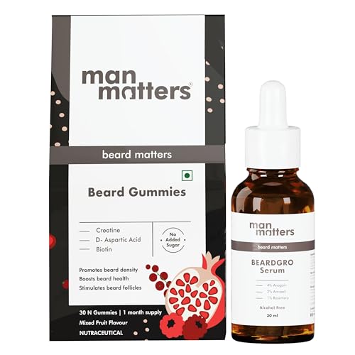 Man Matters BeardGro Oil-In-Serum 25ml With Beard Gummies 30N | Anagain, Aminexil & Rosemary | Biotin & Creatine | Reactivates Hair Cells, Improves Beard Density & Promotes Thicker Growth (B0D6GK3PXR) Amazon Price History, Amazon Price Tracker