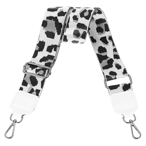 Image of uxcell Wide Shoulder Strap, 5cm Adjustable Purse Strap Replacement Crossbody Strap for Shoulder Bag Handbag, White, Black Square Mouth Buckle