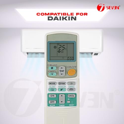 Image of 7SEVEN Compatible With Daikin AC Remote Control ARC433B47 ARC433A11 Model 92 Suitable for Split and Window 1 1.5 2 Ton Air Conditioner remote - Match Keys Exactly to Replicate Genuine Remote Function