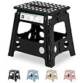 VECELO Folding Step Stool 13 Inch, Non-Slip Surface Portabl Foldable 1 Step Stool with Carry Handle, Heavy Duty to Support Kids/Toddler/Adults for Living Room Kitchen, Bathroom, Black