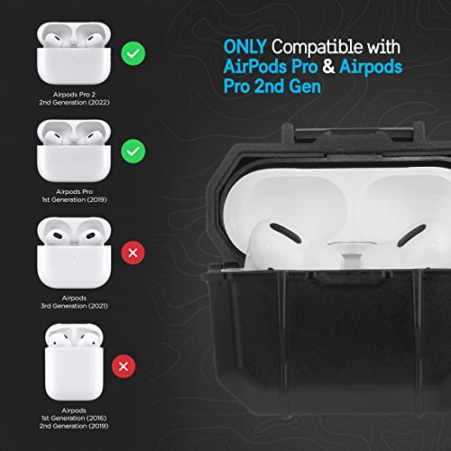 Pelican Marine - Airpods Pro 2/1 Case With Keychain [Wireless Charging Compatible] [Mil-Spec Protection] Ip68 Waterproof Airpod Pro Case - Rugged, Anti Scratch Case For Apple Airpods Pro 2 / 1 - Black #TOP5