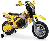INJUSA - Moto Cross Thunder Max VX de 12V con Ruedines, color amarillo y negro (6811)