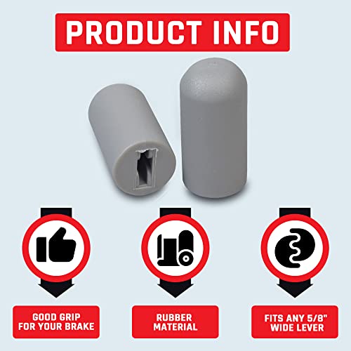 Alveytech Gray Rubber Tips For 5/8" Wheelchair Wheel Locks - Pair Fits Brake Handle, Wheelchair, Transport Chair, Bariatric Chairs, Rollator, Replacement Lock Grip, Lightweight Covers 2-Pack Parts #TOP4