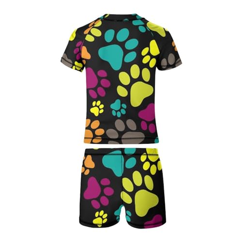Paw Cat's Or Dog's FootprintChildren's Swimsuits Boys Two Piece Suit8-10Y（130cm）3