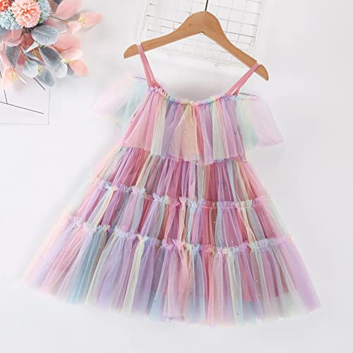 Toddler Girl's Sequins Tutu Dress Rainbow Pageant Dresses for Girls Tulle Tutu Part𝘆 Sparkly Princess Gown3