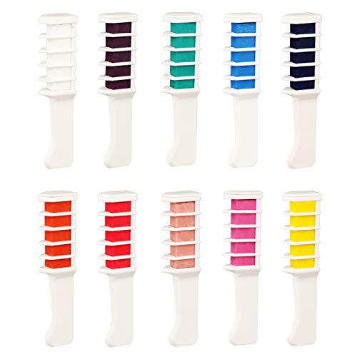 10 Pack Temporary Hair Chalk Set 10 Colors Hair Chalk With Brush New Hair Chalk Comb Non Toxic Washable Hair Color Comb for Girls,Party,Cosplay