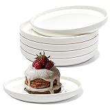 Vikko Salad Plate, Set of 6 White Plates, Bone China, Stackable 6.5 Inch Dessert Plates