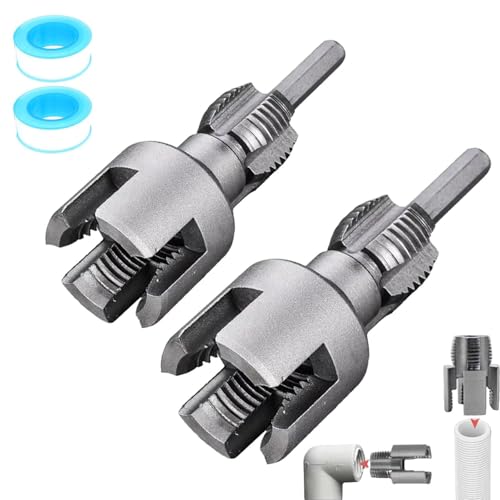 Integrated Internal & External Pipe Threading Tool, Pipe Thread Cutting Tool, Rethreading Tool for Water Pipes, Electric Drill Compatible PVC Pipe Threader Kit,1/2