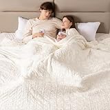 Bearhug Electric Blanket King Size 100" x 90", Dual Controller Heated Blanket, White Flower Patterns Faux Fur & Warm Sherpa, 10-Heat Levels & 1-12H Auto Off,ETL, Machine Washable