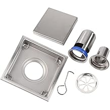 Shower Liner 15X11X5 304 Stainless Steel 110X110MM Bathroom Shower Tile Insert Square Shower Floor Drain Strainer