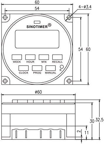 DC 5V 7 Days Programmable Digital Timer Switch Time Relay Control in 12/24hr Format Clock with Countdown Off Function(with Enclosure Wires)