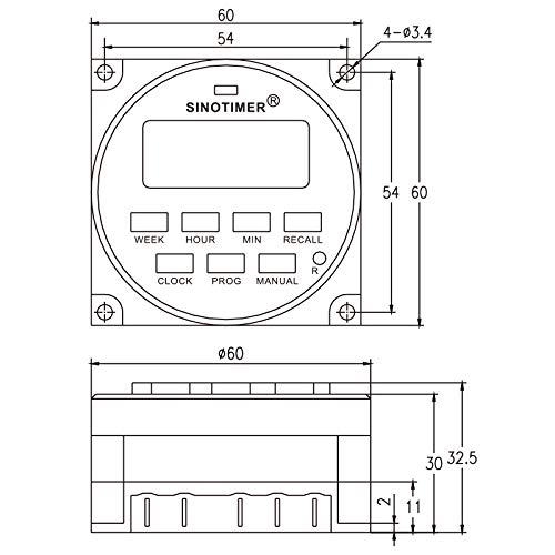 DC 5V 7 Days Programmable Digital Timer Switch Time Relay Control in 12/24hr Format Clock with Countdown Off Function(with 4 Wires)