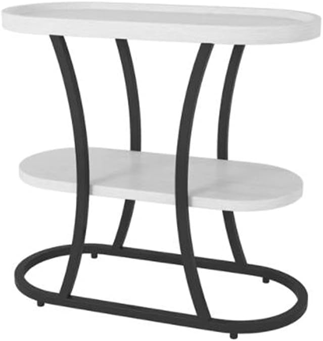 Side Table/End Table,Wooden Small Round Sofa with Tray Top,2 Tier Snack Coffee Table Living Room, Hallway, Bedroom