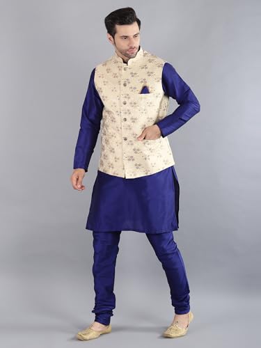 Image of Uri and MacKenzie Men's Silk Blend Kurta Pajama with Designer Ethnic Nehru Jacket /Modi Jacket