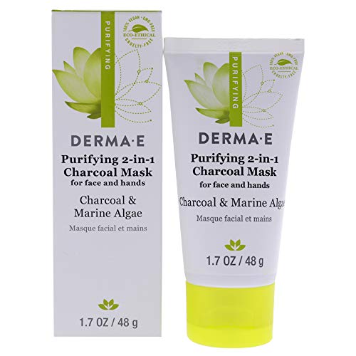 Derma E Purifying 2-in-1 Charcoal Face Mask - Activated Charcoal Clay Mask – Deep Cleans Blackheads and Pores - Exfoliating Detox Mask Smooths and Brightens, 1.7 oz