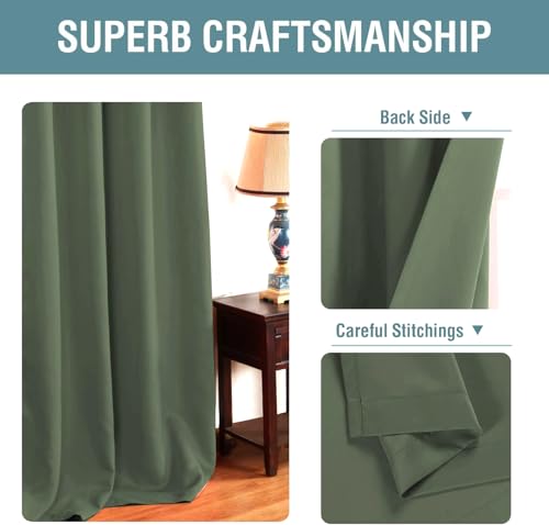 Image of H.VERSAILTEX Blackout Curtain for Living Room Thermal Insulated Window Treatment Curtain Extra Long 63 inch Length Energy Saving Solid Grommet Top Blackout Drape, One Panel, Bronze Green, 52 inchW x 63 inchL