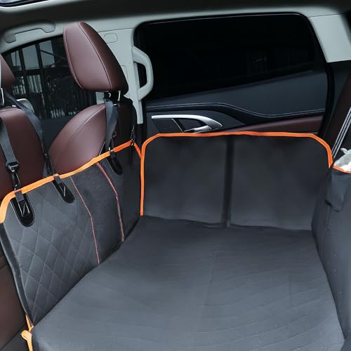 GLIDESMOOTH Dog Car Seat Cover for Back Seat, Multi-Layered Waterproof Design, Dog Hammock for Car, Pet Trunk Mat with Side Flaps, Black
