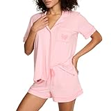 Victoria's Secret Modal Pajama Set, Short Sleeve Shirt and Shorts, Pajamas for Women, Pretty Blossom Lipstick, S