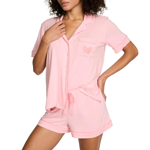 Image of Victoria's Secret Modal Pajama Set, Short Sleeve Button Down Shirt and Shorts, Sleepwear for Women (XS-XXL)