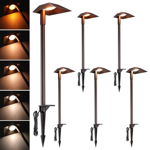 Image of LEONLITE 6-Pack 5CCT Anti-Glare Low Voltage Pathway Lights, 12-24V AC /DC