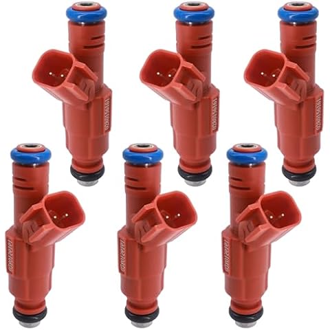 OXCANO 0280156161 6PCS Fuel Injector Compatible with Jeep Wrangler TJ,Liberty Grand Cherokee,Compatible with Ford Mustang Escape,Compatible with Dodge Ram 1500 Dakota,3L/3.7L/3.8L/3.9L/4.0L 1999-2008 Cover