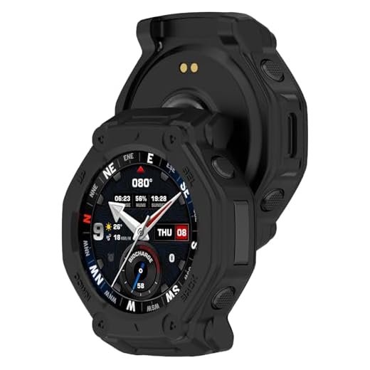 GIOPUEY Hülle Kompatibel mit Amazfit T-Rex 3 Pro 48mm, Weich und leicht Premium TPU Silikon Schutz Case Cover Schutzhülle - Black