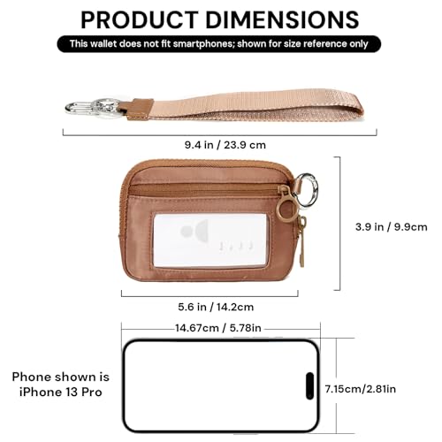 Image of Keychain Wallet Mini Zip Around Wristlet Wallets for Women Detachable Wristlet Portable Coin Purse Small Wallets Brown