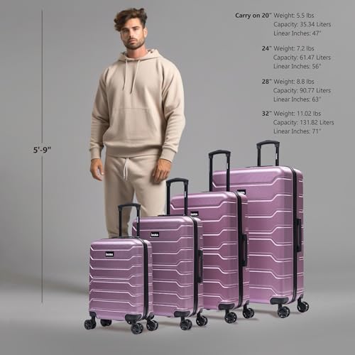 Image of InUSA TREND Luggage with Spinner Wheels | Durable Lightweight Hardside Suitcase, Travel Sets with Handle and Trolley | (20in, 24in, 28in, 32in) 4 Piece Set | Rose Gold