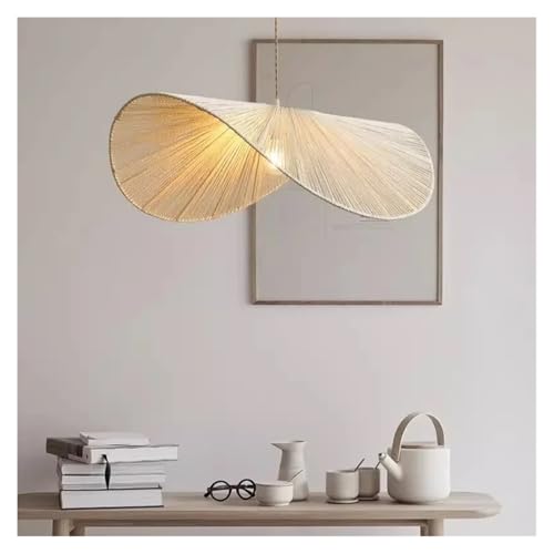 Lustre en rotin scandinave pour salle à manger - Suspension crème D80