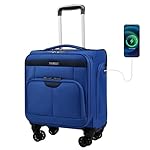 TIAWOLT 16 Inch Underseat Carry on Luggage with Wheels Weekender Overnight Business Bag Travel Suit Cases Multi-Functional TSA Approved Mini Suitcases with Wheels Under Seat Bag for Airlines,Blue