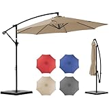 OLIXIS 9.7FT Offset Patio Umbrella with Base, Cantilever Table Umbrellas for...