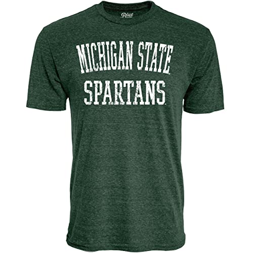 Blue 84 Men's Michigan State Spartans T Shirt Tri-Blend Team Color, Michigan State Spartans Forest, Large