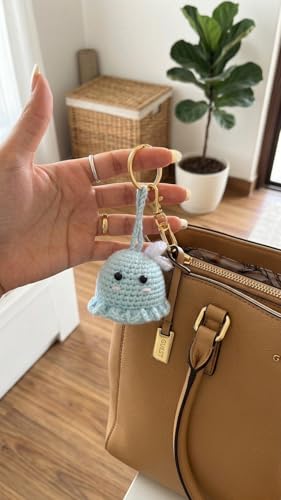 Image of Handmade Crochet Rose Flower Keychain for Women & Girls, Cute Red Flower Key Ring, Soft Yarn Knitted Charm, Romantic Gift, Bag Accessory, Car Key Holder, Aesthetic Handmade Gift