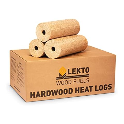 Lekto Woodfuels Hardwood Heat Logs - 20 kg (10 Logs), Fire Logs for Wood Burners, Log Stoves, Ovens, Fire Pits or Fireplace | Less than 9% Moisture | Easy to Light with Reduced Ash | Eco Friendly Cover