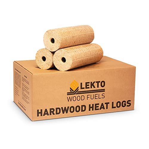 Lekto Woodfuels Hardwood Heat Logs - 20 kg (10 Logs) Heat Briquettes for Wood Burners Log Stoves Ovens Fire Pits or Fireplace | Less than 9% Moisture | Easy to Light with Reduced Ash