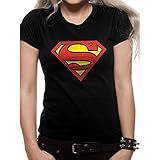 Superman Damen Superman - Logo T Shirt, Schwarz (Black Black), M EU